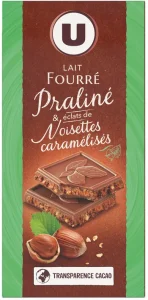 Chocolat au lait fourré au praliné