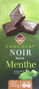 Chocolat noir fourrage confiseur à la menthe