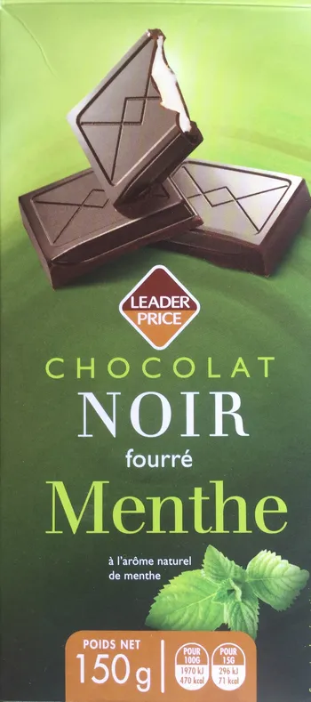 chocolat noir fourrage confiseur a la menthe