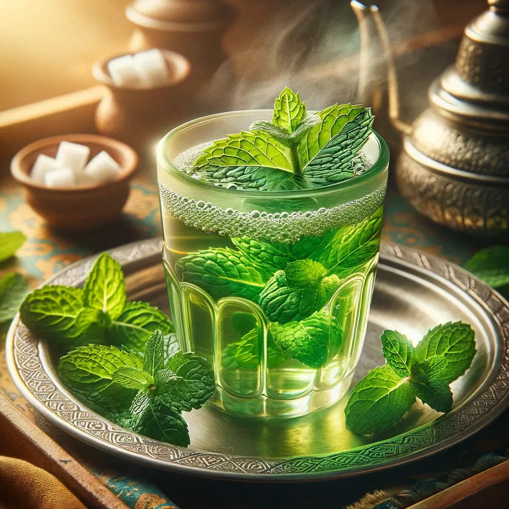 Thé a la menthe dans un verre