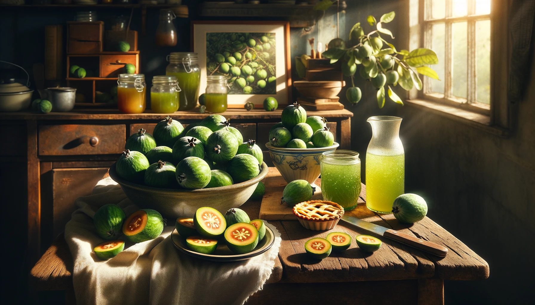 Feijoas sur une table