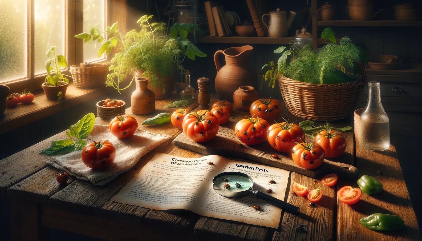 Tomates sur une table a manger avec des punaises