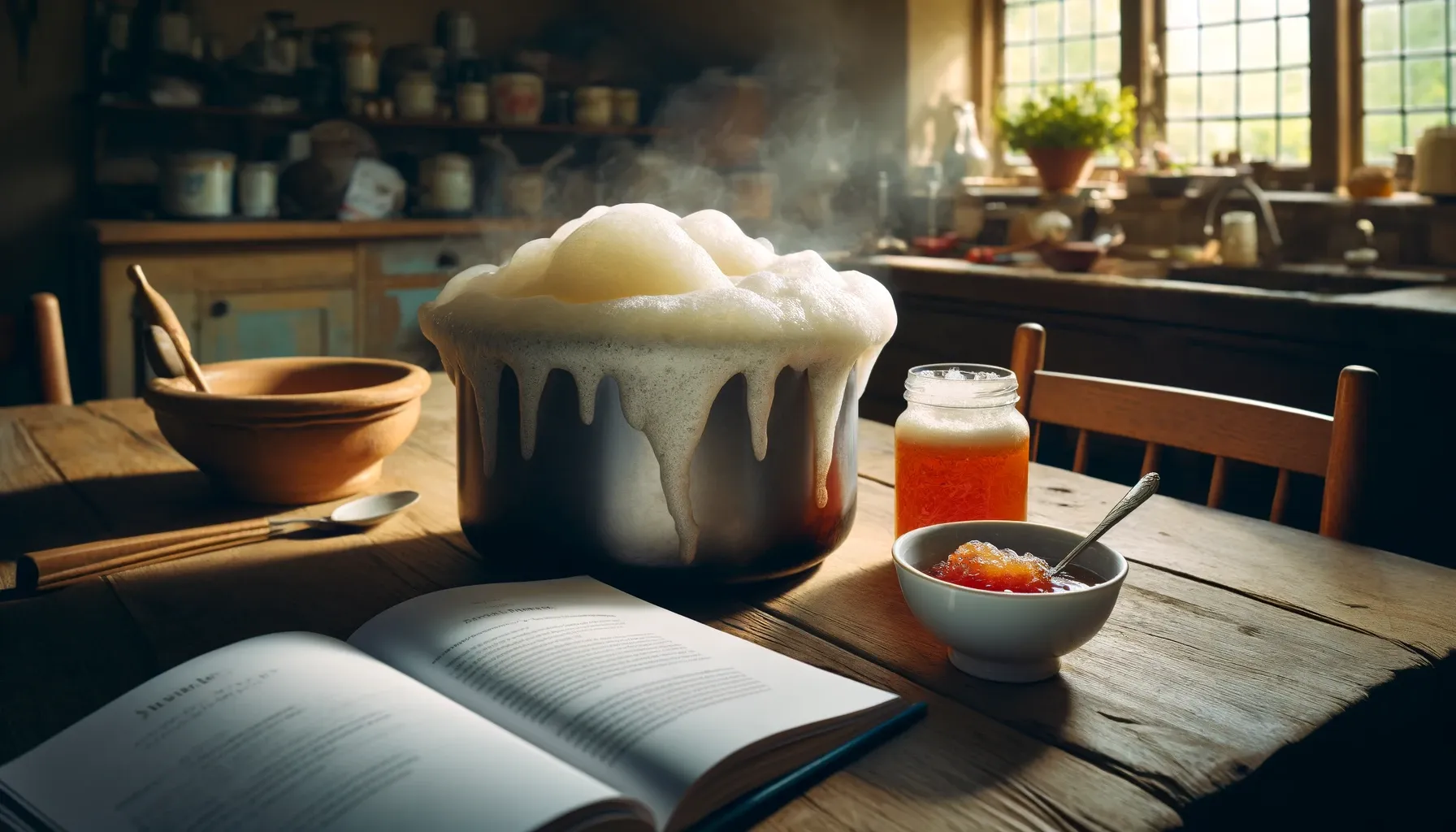 Écume de confiture sur une table